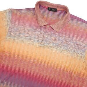 St Croix Polo Shirt Mens Large Multicolor Stripe Knit Cotton Made Turkey Casual